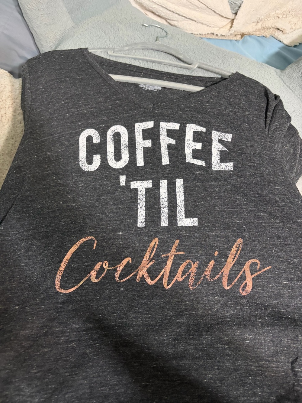 Coffee 'Til Cocktails Graphic Top - Dark Gray